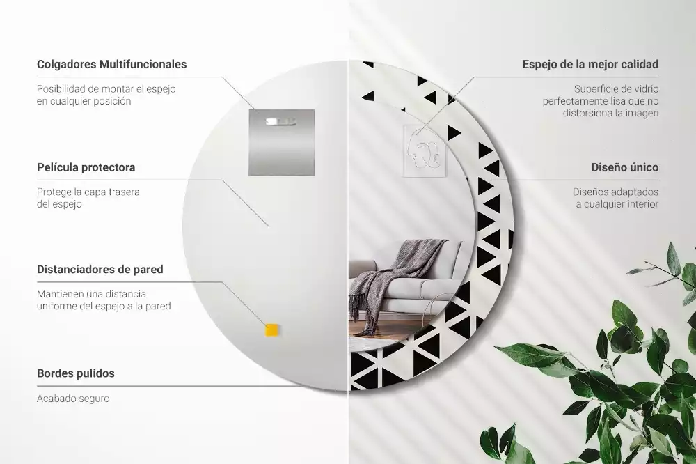 Espelho decorativo redondo Abstração geométrica