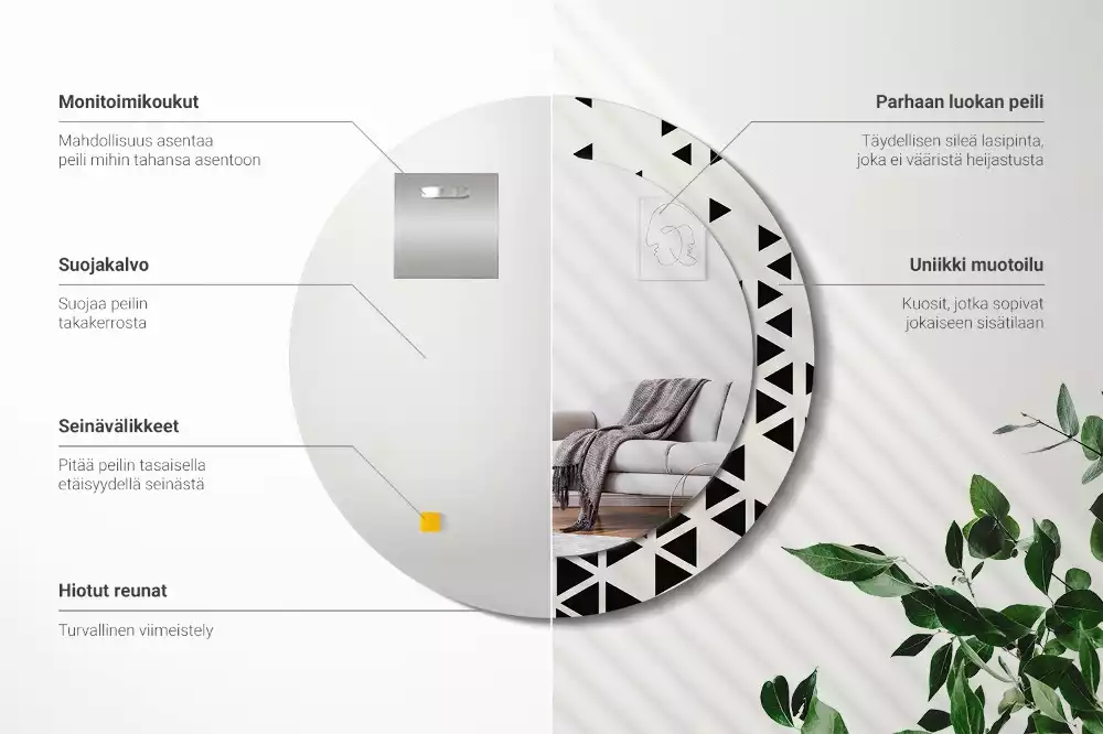 Espelho decorativo redondo Abstração geométrica