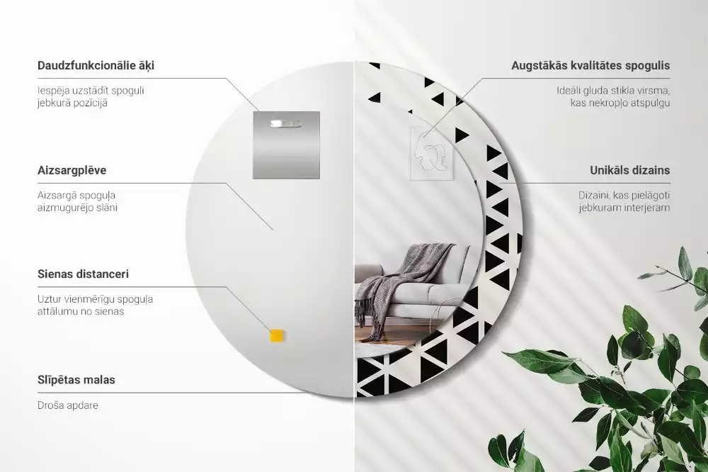 Espelho decorativo redondo Abstração geométrica