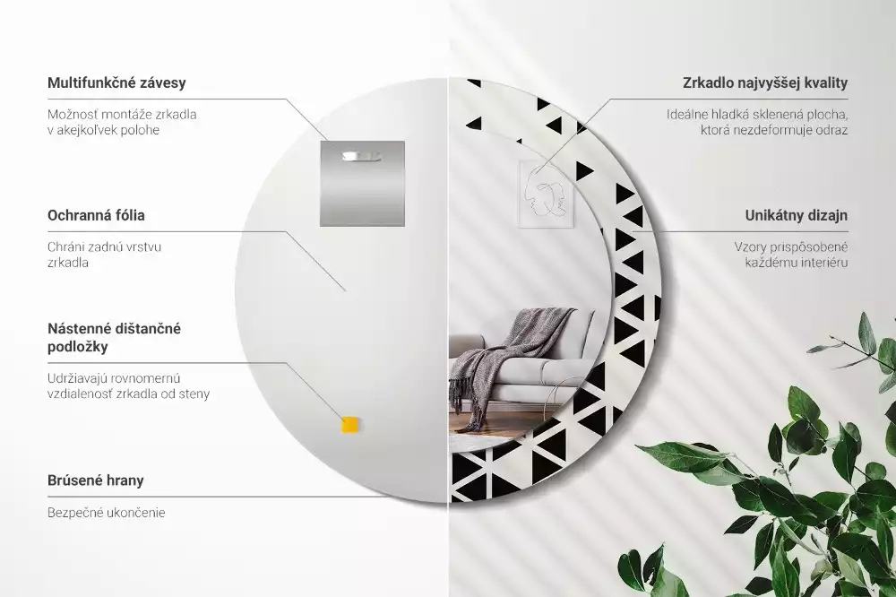 Espelho decorativo redondo Abstração geométrica