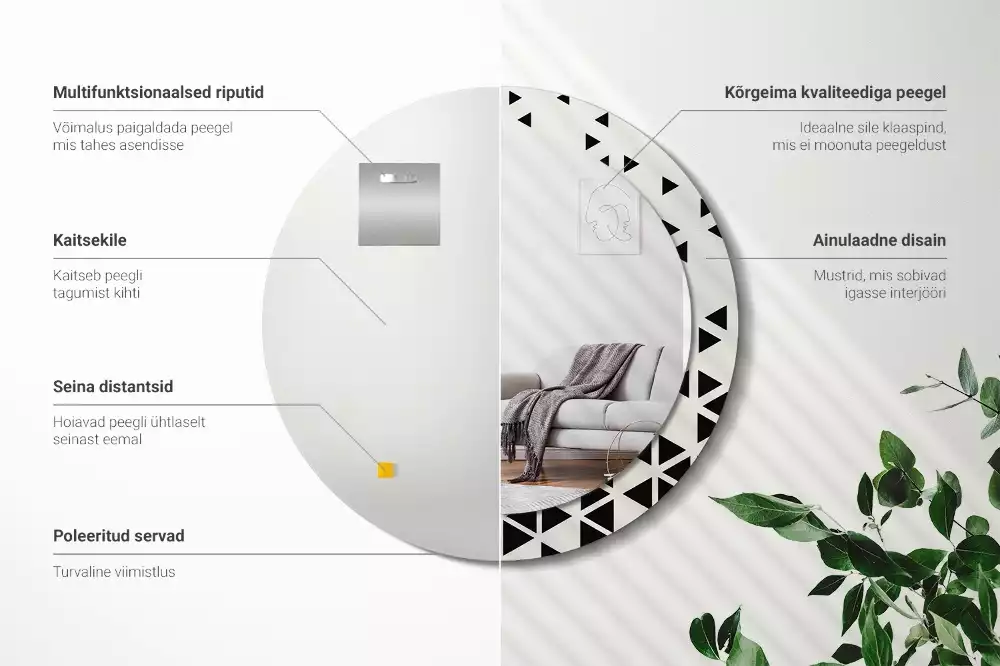 Espelho decorativo redondo Abstração geométrica