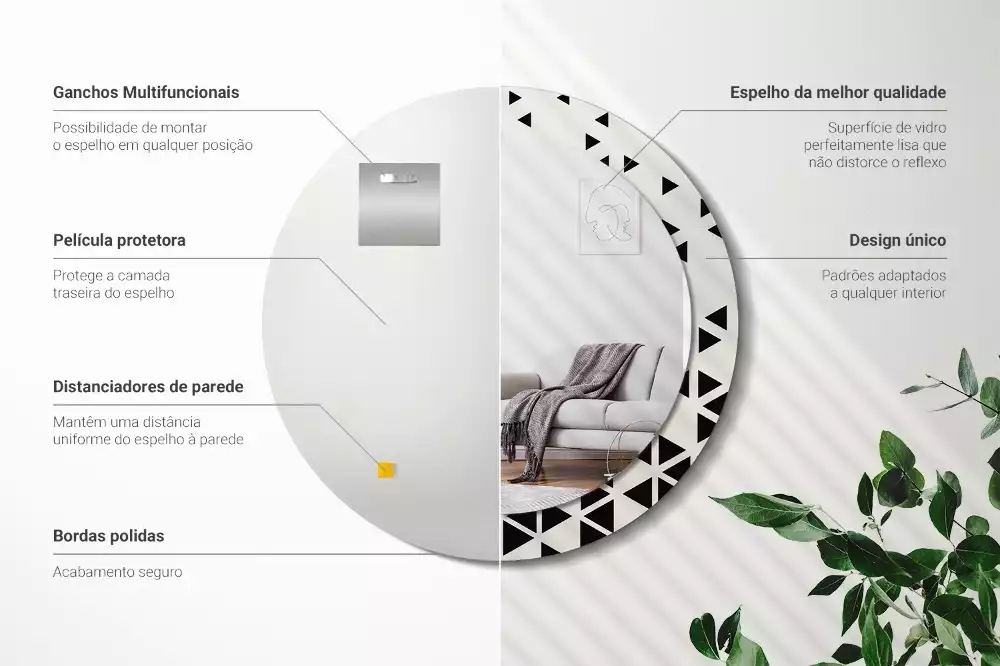 Espelho decorativo redondo Abstração geométrica