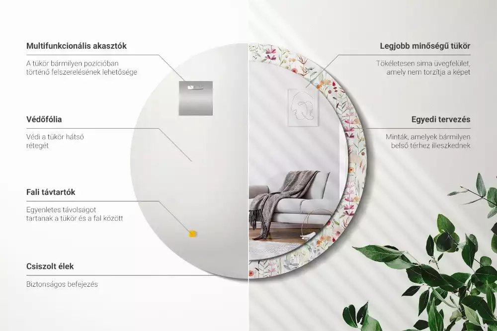 Espelho decorativo redondo Flores selvagens