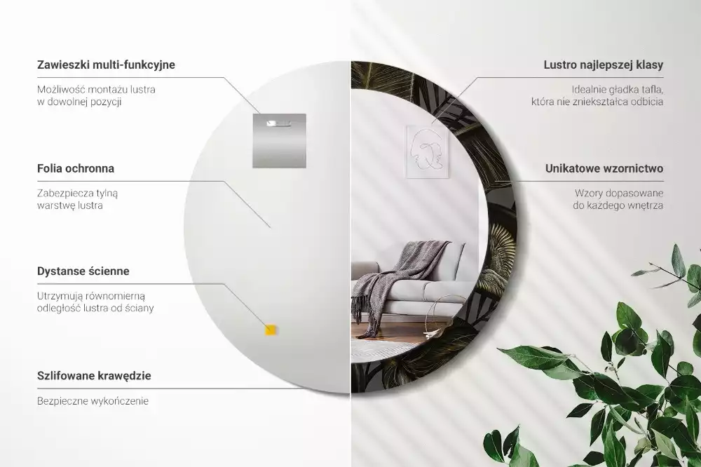 Espelho redondo decorativo Flores de hibisco