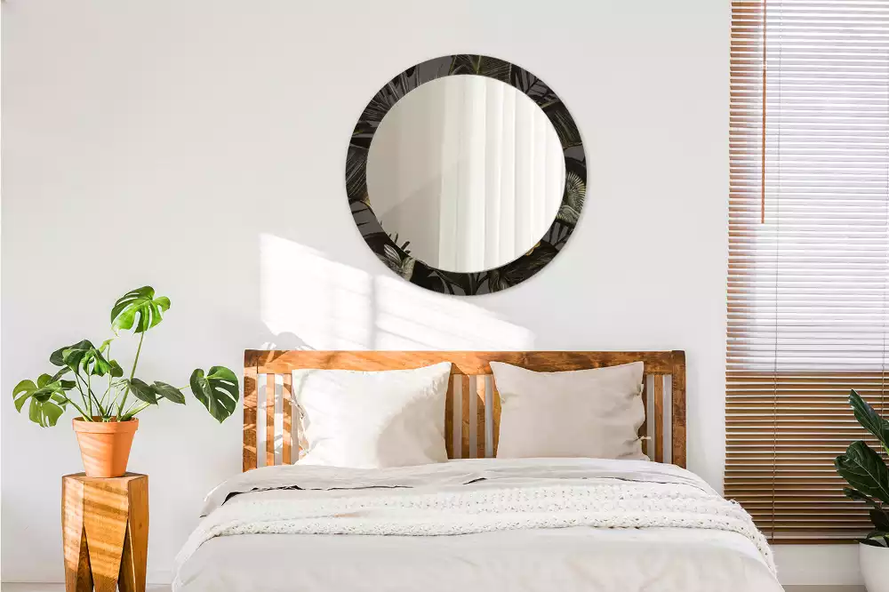 Espelho redondo decorativo Flores de hibisco