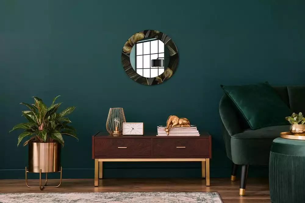 Espelho redondo decorativo Flores de hibisco