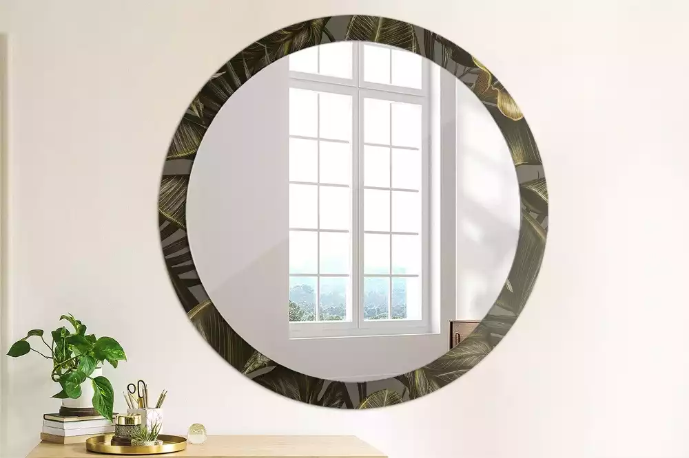 Espelho redondo decorativo Flores de hibisco