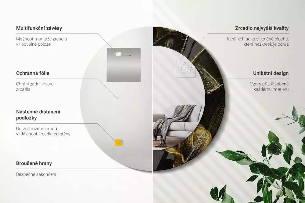 Espelho redondo decorativo Flores de hibisco