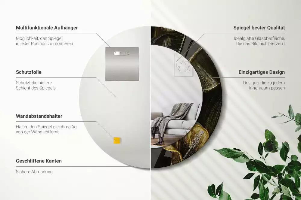 Espelho redondo decorativo Flores de hibisco