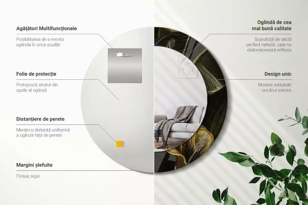 Espelho redondo decorativo Flores de hibisco