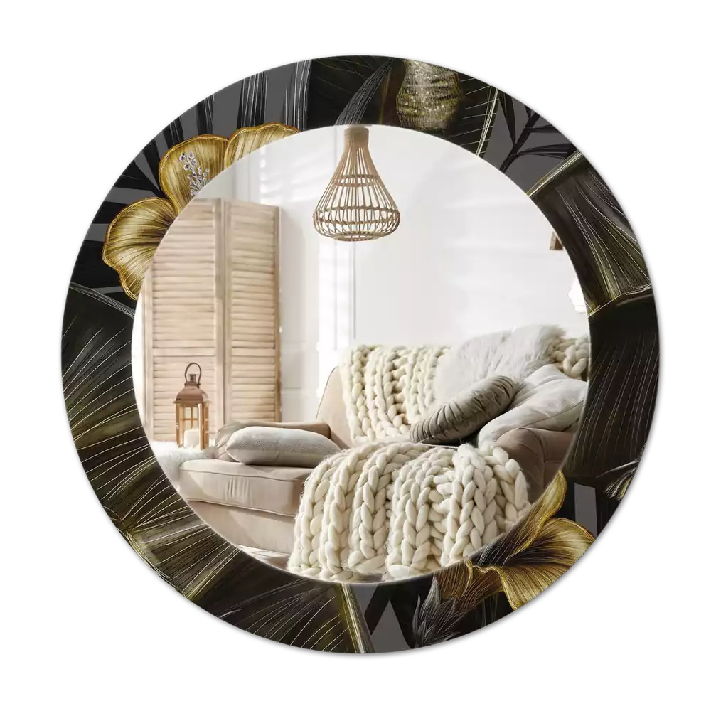 Espelho redondo decorativo Flores de hibisco