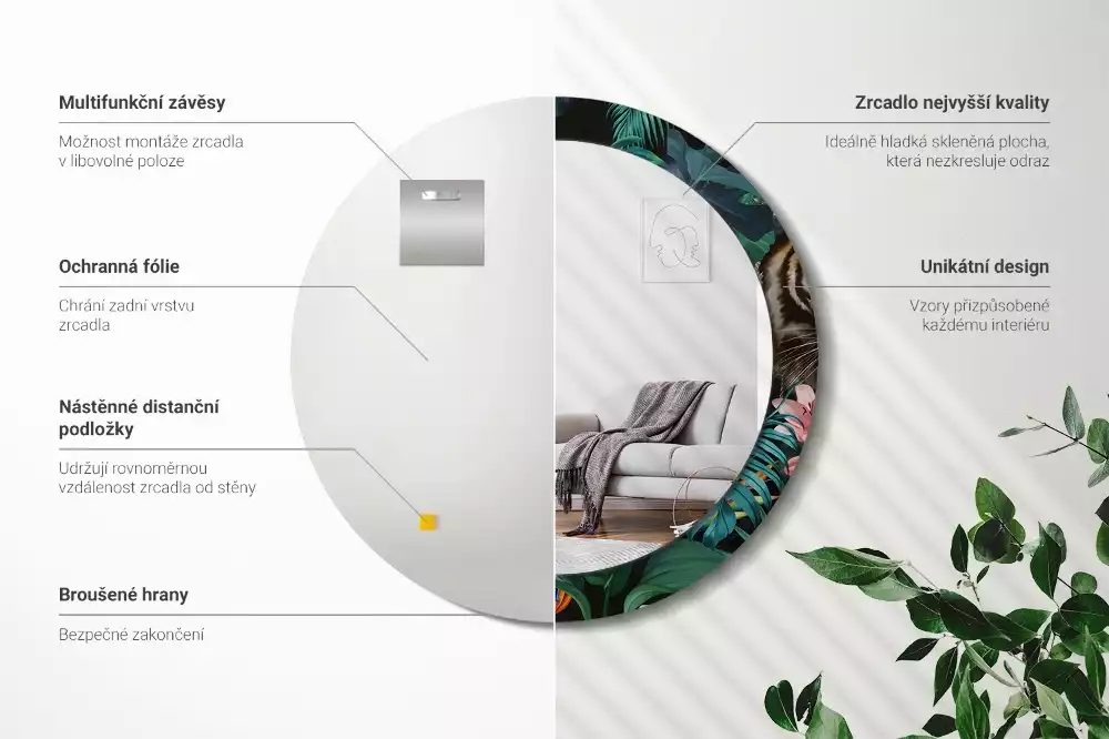 Espelho decorativo redondo Selva Vintage