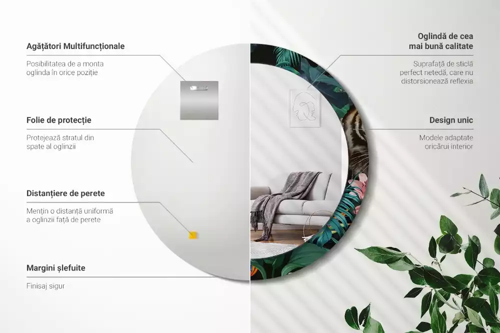 Espelho decorativo redondo Selva Vintage