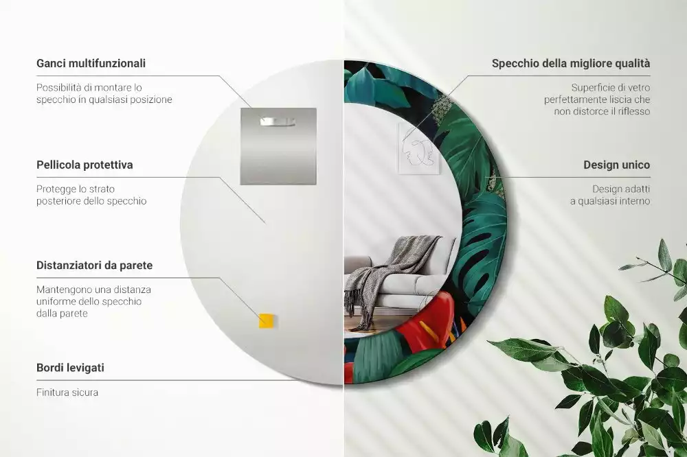 Espelho decorativo redondo Selva Vintage