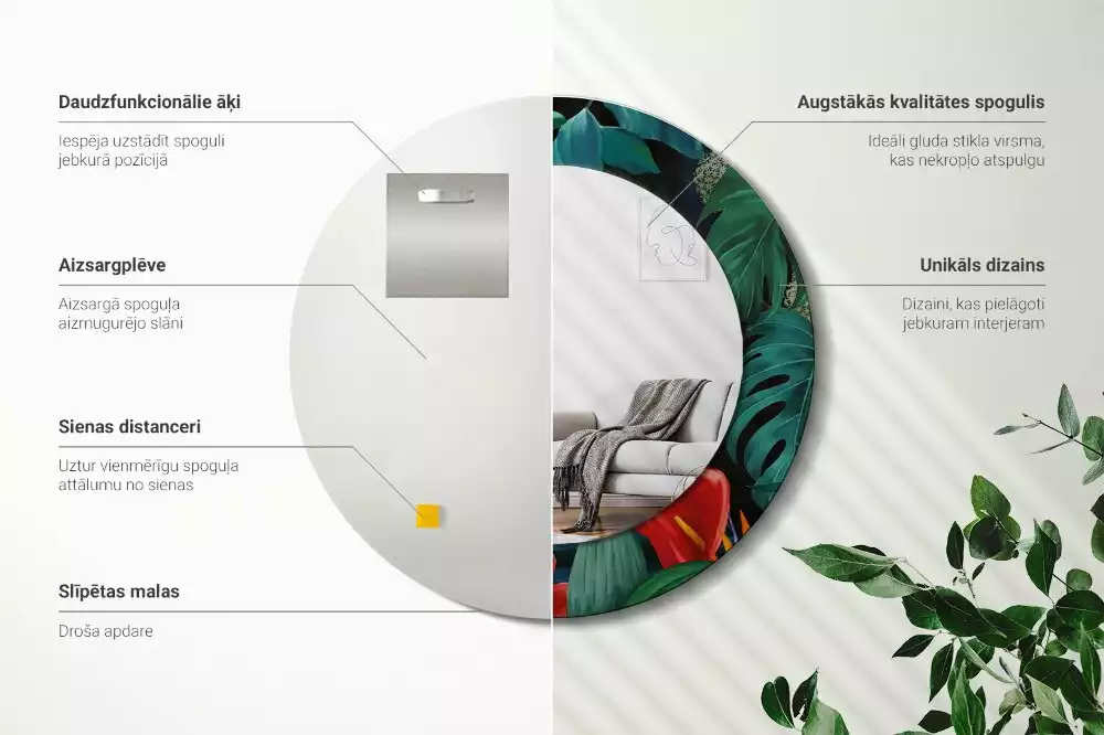 Espelho decorativo redondo Selva Vintage