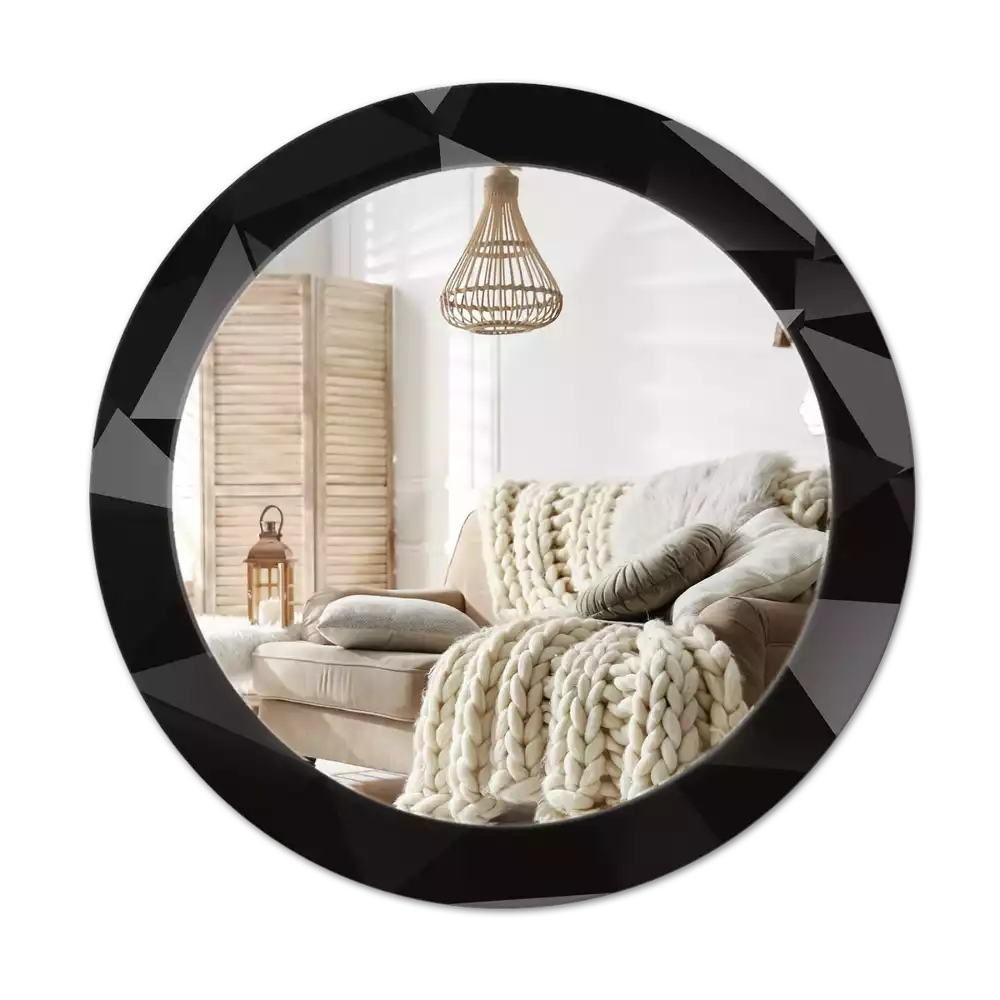 Espelho redondo decorativo Preto abstrato