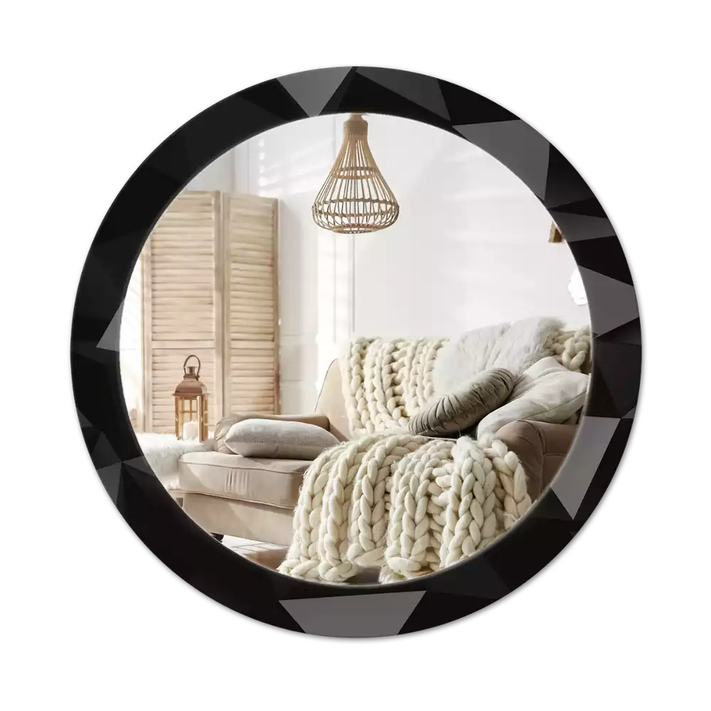 Espelho redondo decorativo Preto abstrato
