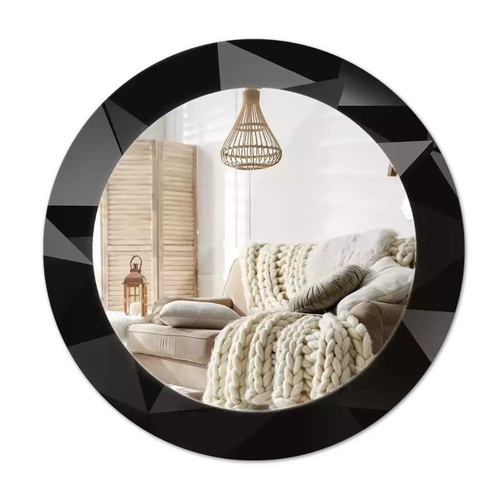 Espelho redondo decorativo Preto abstrato