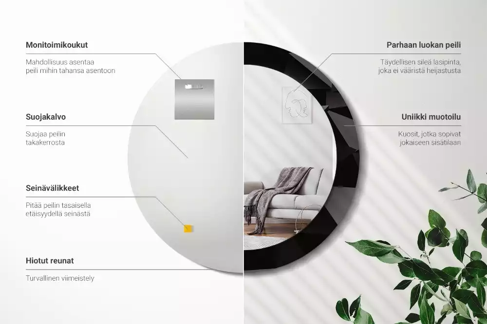 Espelho redondo decorativo Preto abstrato