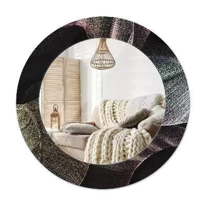 Espelho decorativo redondo Folhas tropicais escuras