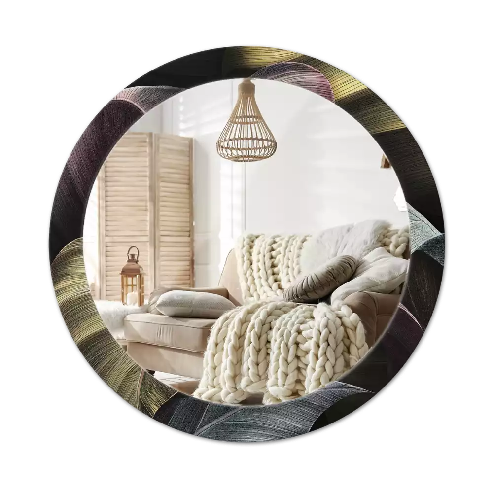 Espelho decorativo redondo Folhas tropicais escuras