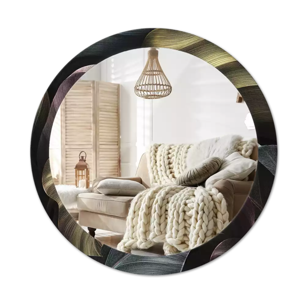 Espelho decorativo redondo Folhas tropicais escuras