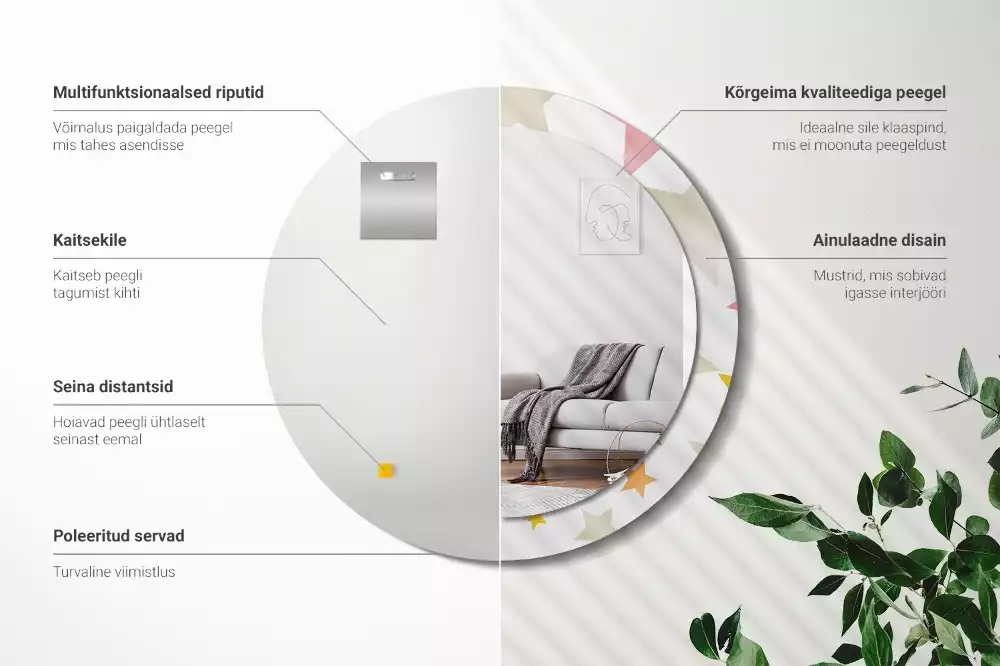 Espelho decorativo redondo Estrelas pastel