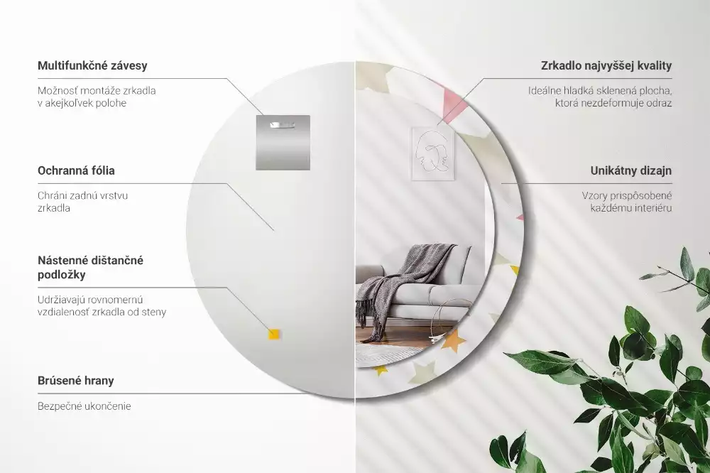 Espelho decorativo redondo Estrelas pastel