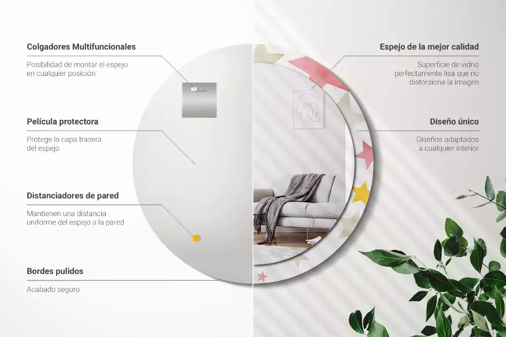 Espelho decorativo redondo Estrelas pastel