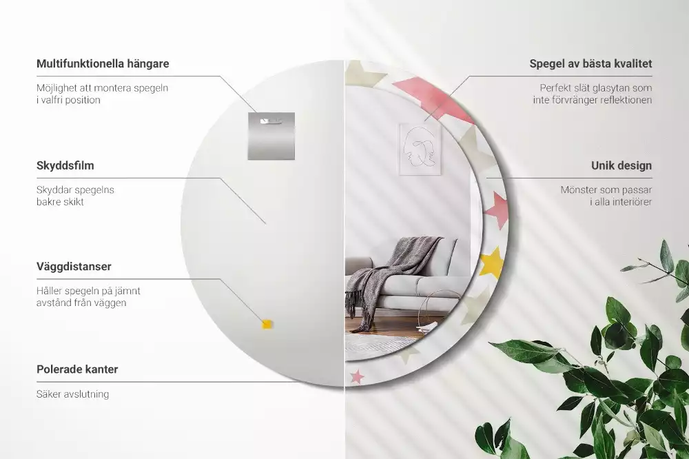 Espelho decorativo redondo Estrelas pastel