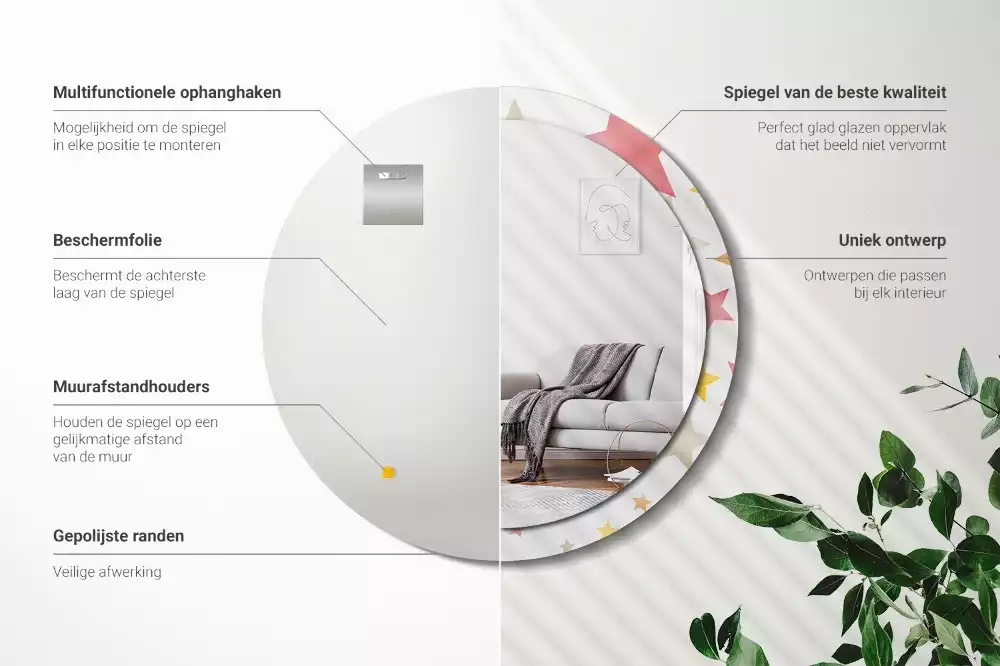 Espelho decorativo redondo Estrelas pastel