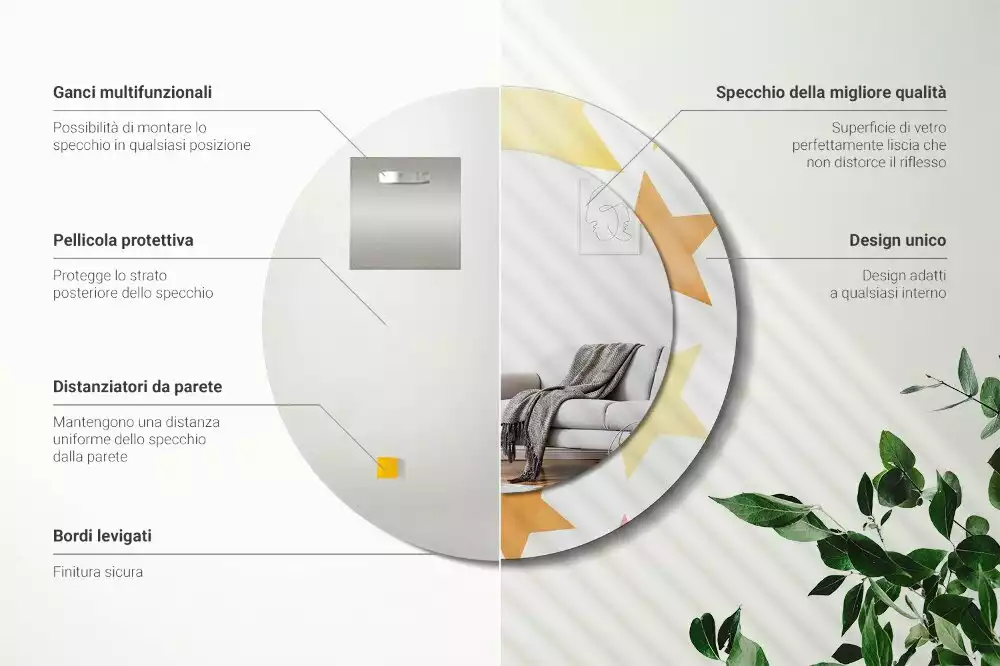 Espelho decorativo redondo Estrelas pastel