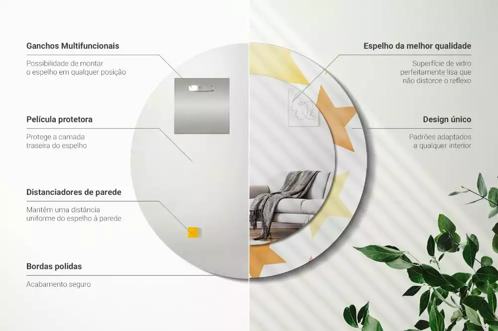 Espelho decorativo redondo Estrelas pastel