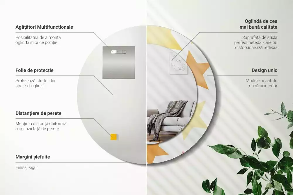 Espelho decorativo redondo Estrelas pastel