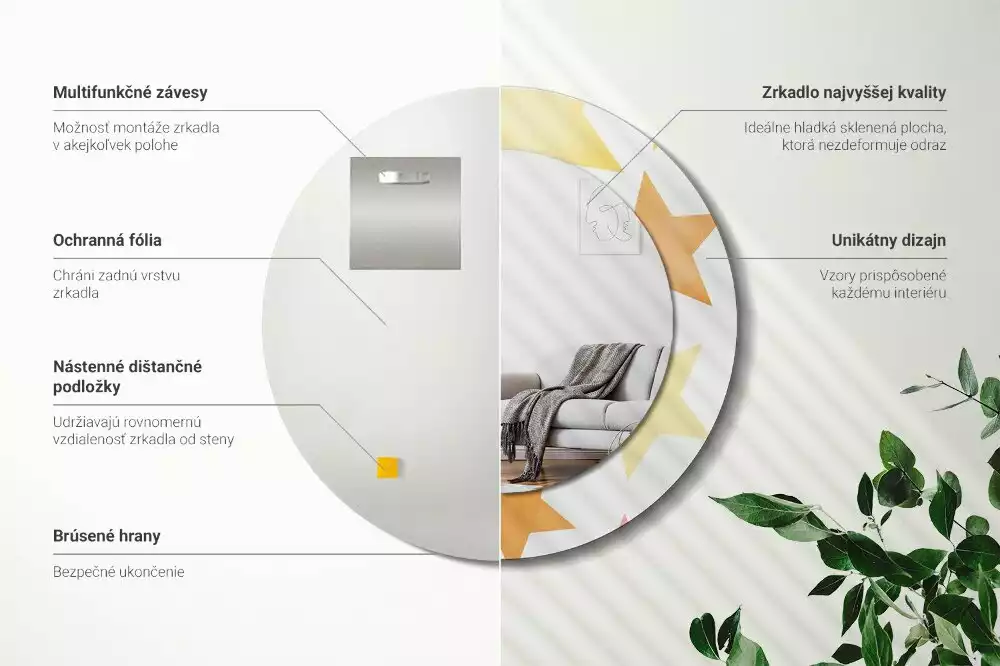 Espelho decorativo redondo Estrelas pastel