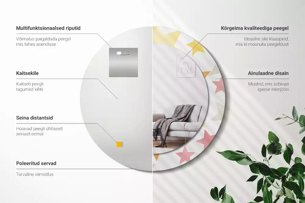 Espelho decorativo redondo Estrelas pastel