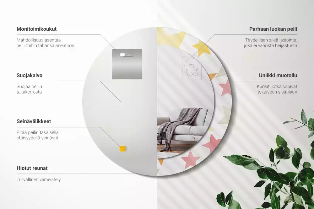 Espelho decorativo redondo Estrelas pastel