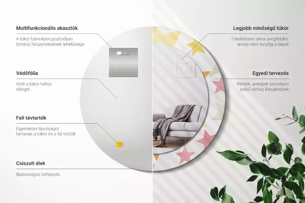 Espelho decorativo redondo Estrelas pastel