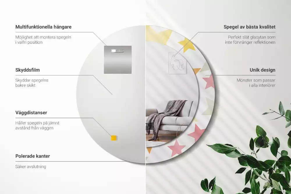 Espelho decorativo redondo Estrelas pastel