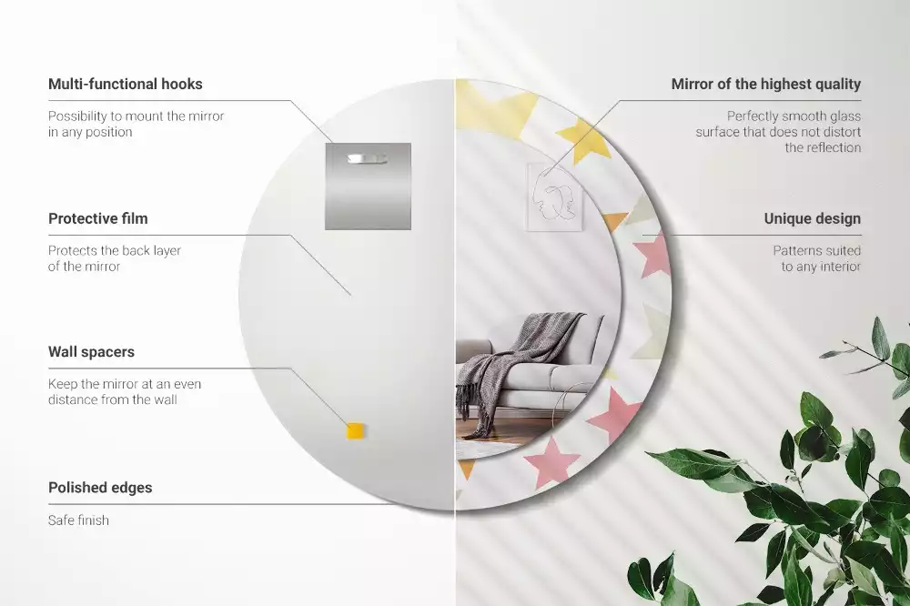 Espelho decorativo redondo Estrelas pastel