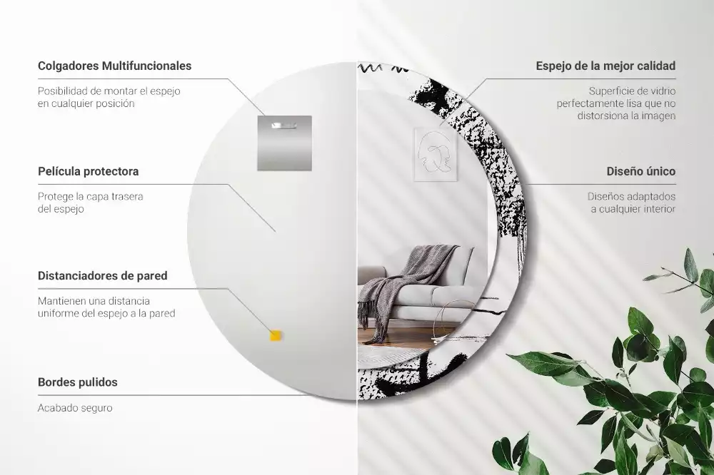 Espelho decorativo redondo Padrão de grafite