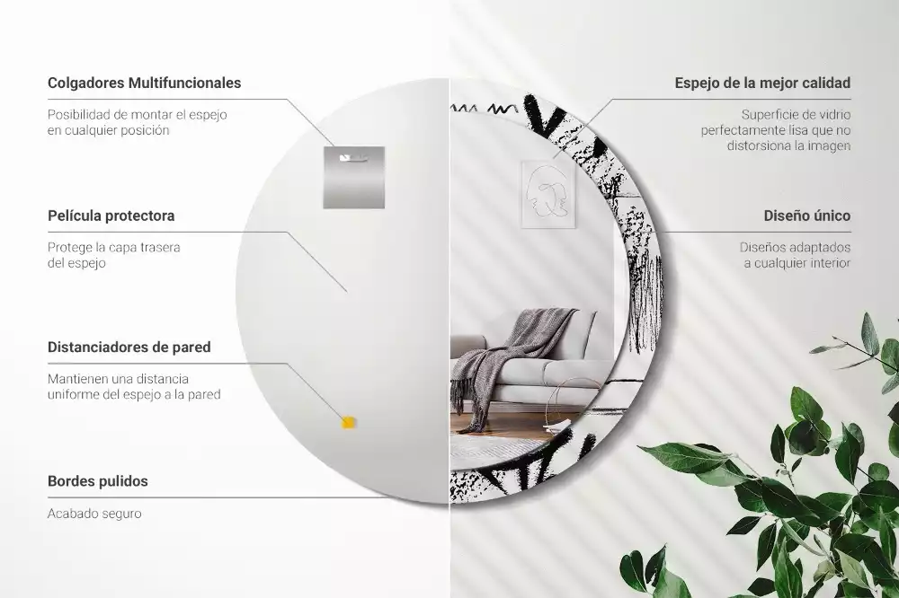 Espelho decorativo redondo Padrão de grafite