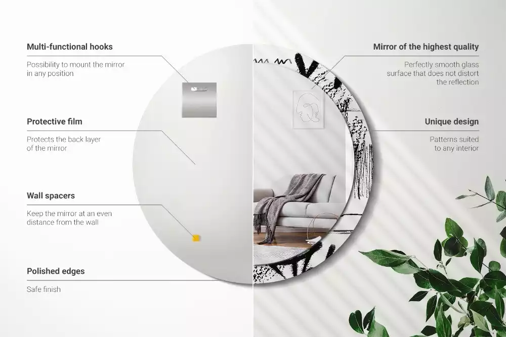 Espelho decorativo redondo Padrão de grafite