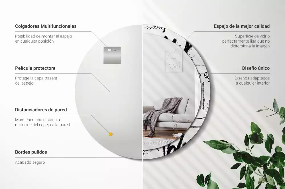 Espelho decorativo redondo Padrão de grafite