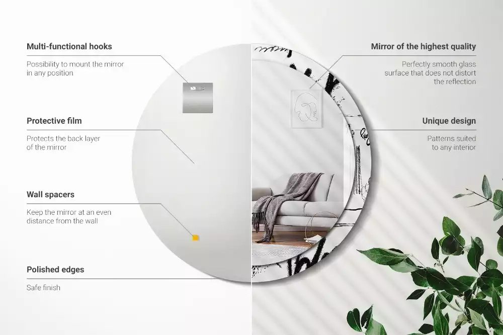 Espelho decorativo redondo Padrão de grafite