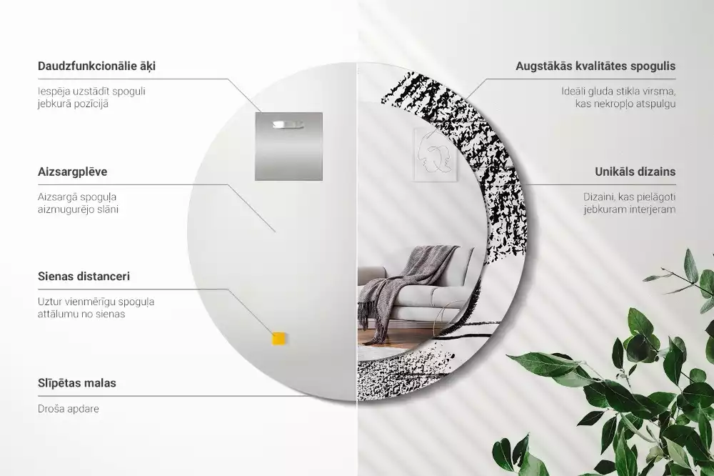 Espelho decorativo redondo Padrão de grafite