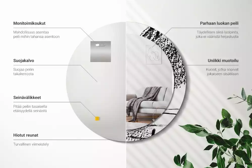 Espelho decorativo redondo Padrão de grafite