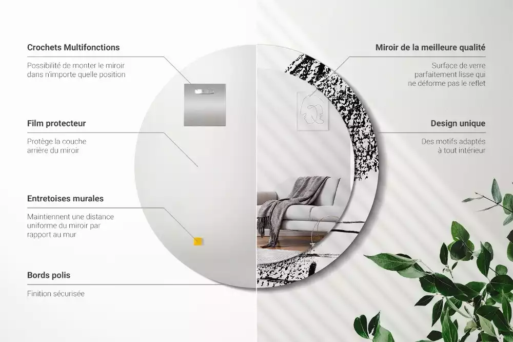 Espelho decorativo redondo Padrão de grafite