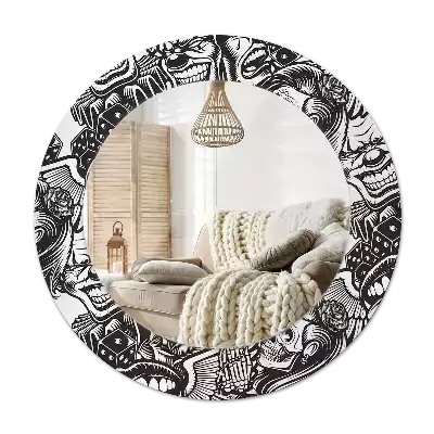 Espelho redondo decorativo Palhaços de grafite