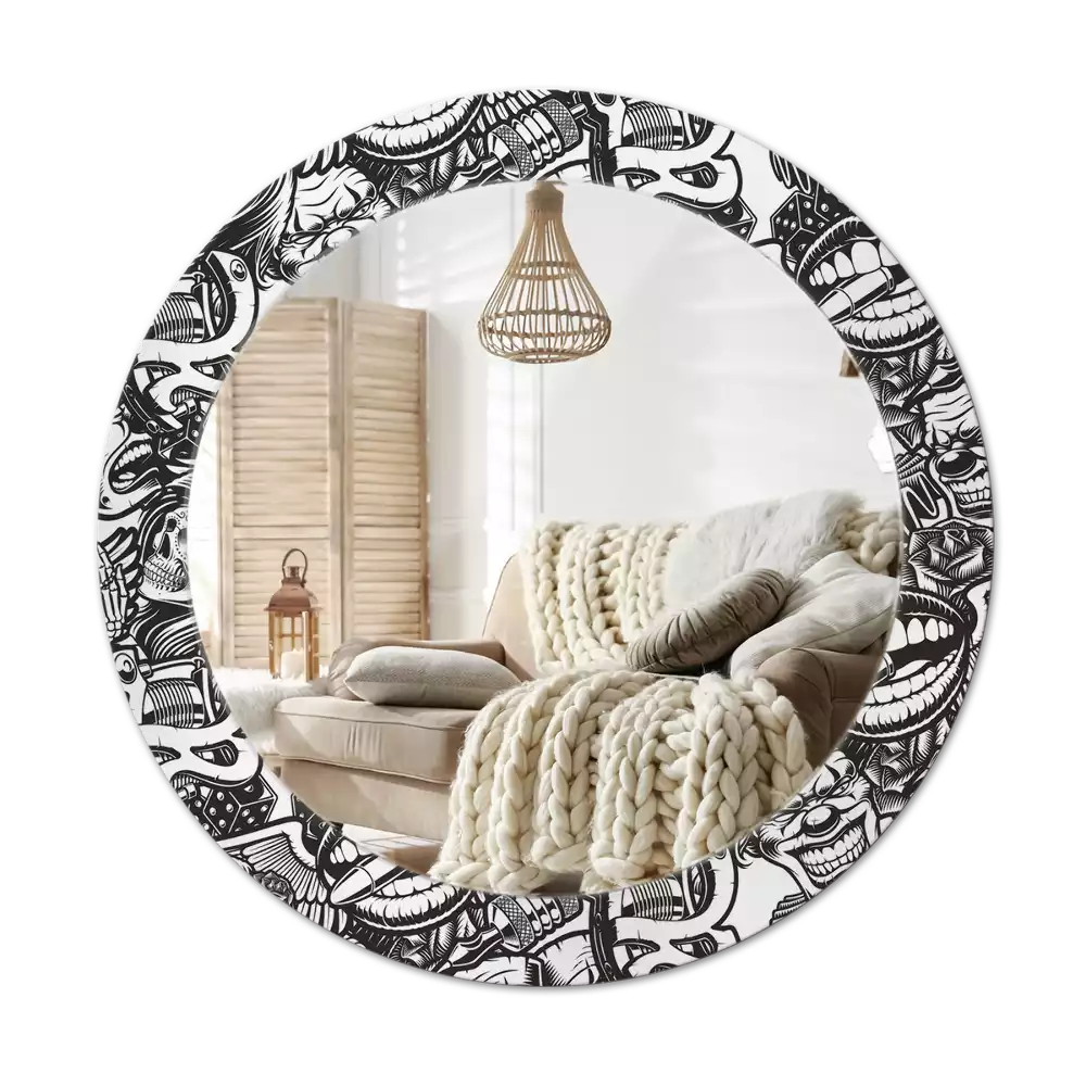 Espelho redondo decorativo Palhaços de grafite